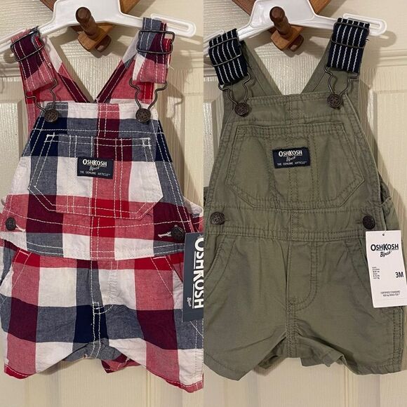 New OshKosh B'Gosh Shortalls Overalls Bundle 3 months - Picture 1 of 7